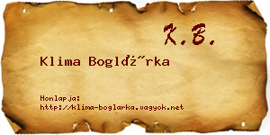 Klima Boglárka névjegykártya